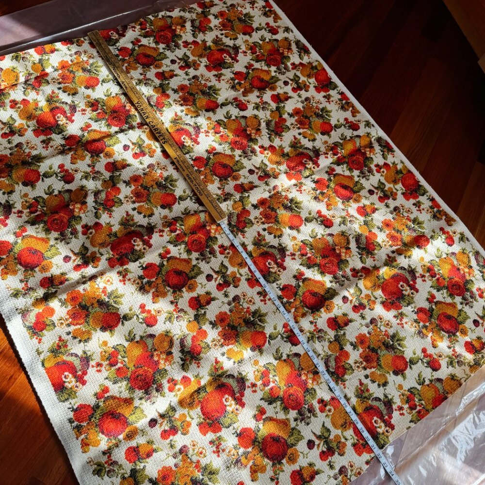 Floral Upholstery Burlap Cut Fabric, MCM Vintage - Picture 10 of 14